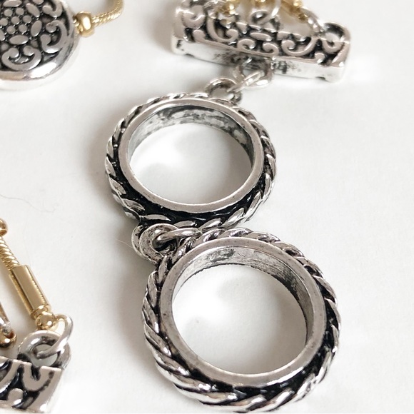 Three Stranded Silver and Gold Tone Beaded Adjustable Bracelet - Picture 14 of 16